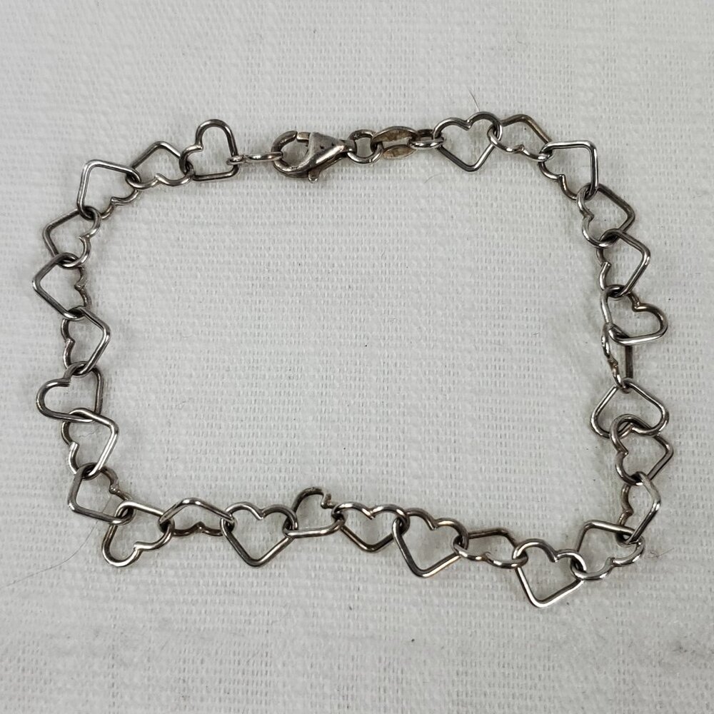 Absolutely Adorable Dainty Tiny Heart Chain Sterling Silver 925 Italy Bracelet